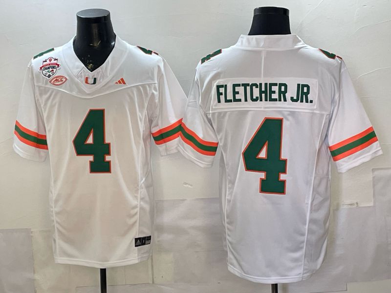 Men 2026 Miami Hurricanes #4 Fletcher jr White 3th generations Limited NCAA Jersey 0028->ncaa teams->NCAA Jersey